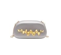 CORIOS Bolsa de Noche para Mujer Cuero PU Acrílico Bolso de Boda Asa Metálica Bolso de Fiesta Elegante Bolso de Hombro Bandolera con Cadena para Banquete Fiesta de Graduación Plata