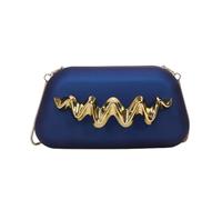 CORIOS Bolsa de Noche para Mujer Cuero PU Acrílico Bolso de Boda Asa Metálica Bolso de Fiesta Elegante Bolso de Hombro Bandolera con Cadena para Banquete Fiesta de Graduación Azul