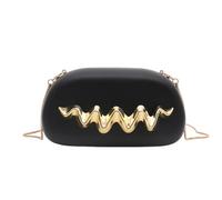 CORIOS Bolsa de Noche para Mujer Cuero PU Acrílico Bolso de Boda Asa Metálica Bolso de Fiesta Elegante Bolso de Hombro Bandolera con Cadena para Banquete Fiesta de Graduación Negro