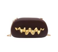 CORIOS Bolsa de Noche para Mujer Cuero PU Acrílico Bolso de Boda Asa Metálica Bolso de Fiesta Elegante Bolso de Hombro Bandolera con Cadena para Banquete Fiesta de Graduación Café