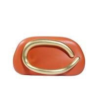 CORIOS Bolsa de Noche para Mujer Cuero PU Acrílico Clutch Bolso de Fiesta con Asa Metálica y Cadena Desmontable Bolso de Boda Elegante Bolso de Hombro Bandolera Cuero Naranja