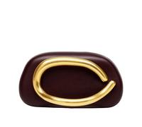 CORIOS Bolsa de Noche para Mujer Cuero PU Acrílico Clutch Bolso de Fiesta con Asa Metálica y Cadena Desmontable Bolso de Boda Elegante Bolso de Hombro Bandolera Cuero Rojo Vino