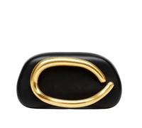 CORIOS Bolsa de Noche para Mujer Cuero PU Acrílico Clutch Bolso de Fiesta con Asa Metálica y Cadena Desmontable Bolso de Boda Elegante Bolso de Hombro Bandolera Cuero Negro