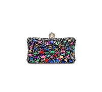 CORIOS Bolsa de Noche para Mujer Diamantes de Imitación Clutch Bolsa de Noche Pequeña Elegante Bolso de Hombro Bolso de Boda Lujoso Fiesta de Graduación Banquete Bolsos Bandolera Negro-Multicolor