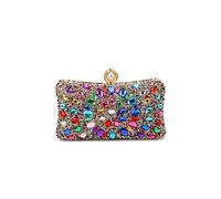 CORIOS Bolsa de Noche para Mujer Diamantes de Imitación Clutch Bolsa de Noche Pequeña Elegante Bolso de Hombro Bolso de Boda Lujoso Fiesta de Graduación Banquete Bolsos Bandolera Oro-Multicolor