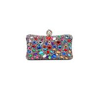 CORIOS Bolsa de Noche para Mujer Diamantes de Imitación Clutch Bolsa de Noche Pequeña Elegante Bolso de Hombro Bolso de Boda Lujoso Fiesta de Graduación Banquete Bolsos Bandolera Plata-Multicolor
