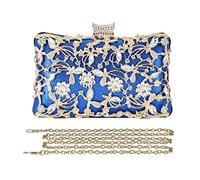 CORIOS Bolsa de Noche para Mujer Diamantes de Imitación Clutch Bolso de Fiesta Bolsos Bandolera con Cadena Bolso de Hombro para Fiesta de Graduación Banquete Boda Azul
