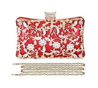 CORIOS Bolsa de Noche para Mujer Diamantes de Imitación Clutch Bolso de Fiesta Bolsos Bandolera con Cadena Bolso de Hombro para Fiesta de Graduación Banquete Boda Rojo