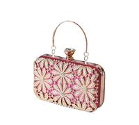 CORIOS Bolsa de Noche para Mujer Diamantes de Imitación Clutch Bolso de Fiesta Pequeña Bolso de Boda Elegante Flor Bolso de Hombro Bolsos Bandolera con Cadena para Fiesta Banquete Boda Rosa