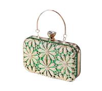 CORIOS Bolsa de Noche para Mujer Diamantes de Imitación Clutch Bolso de Fiesta Pequeña Bolso de Boda Elegante Flor Bolso de Hombro Bolsos Bandolera con Cadena para Fiesta Banquete Boda Verde