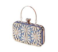 CORIOS Bolsa de Noche para Mujer Diamantes de Imitación Clutch Bolso de Fiesta Pequeña Bolso de Boda Elegante Flor Bolso de Hombro Bolsos Bandolera con Cadena para Fiesta Banquete Boda Azul
