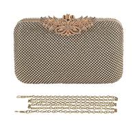 CORIOS Bolsa de Noche para Mujer Diamantes de Imitación Clutch Embrague Floral Bolso de Fiesta Bolsos Bandolera Elegante Bolso de Hombro para Fiesta de Graduación Banquete Boda Dorado