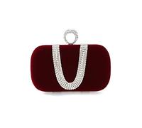 CORIOS Bolsa de Noche para Mujer Diamantes de Imitación Clutch Terciopelo Bolsa de Noche Bolsos Bandolera Bolso de Boda Elegante Bolso de Hombro para Fiesta de Graduación Boda Banquete Vino Rojo
