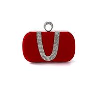 CORIOS Bolsa de Noche para Mujer Diamantes de Imitación Clutch Terciopelo Bolsa de Noche Bolsos Bandolera Bolso de Boda Elegante Bolso de Hombro para Fiesta de Graduación Boda Banquete Rojo