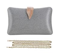 CORIOS Bolsa de Noche para Mujer Elegante Bolsa de Cadena Bolso de Fiesta Bolso de Mano Bolso Bandolera Bolso de Hombro para Fiesta de Graduación Banquete Boda Plata