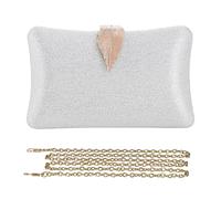 CORIOS Bolsa de Noche para Mujer Elegante Bolsa de Cadena Bolso de Fiesta Bolso de Mano Bolso Bandolera Bolso de Hombro para Fiesta de Graduación Banquete Boda Blanco