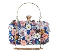 CORIOS Bolsa de Noche para Mujer Flor Bolso de Boda Elegante Embrague Bolso de Hombro Bolsos Bandolera Bolsas de Mensajero para Fiesta de Graduación Banquete Boda Azul