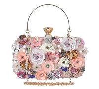 CORIOS Bolsa de Noche para Mujer Flor Bolso de Boda Elegante Embrague Bolso de Hombro Bolsos Bandolera Bolsas de Mensajero para Fiesta de Graduación Banquete Boda Rosado