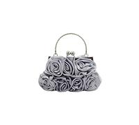 CORIOS Bolsa de Noche para Mujer Flor Embrague Bolso de Boda Bolso de Hombro con Cadena Desmontable Elegante Bolsos Bandolera para Fiesta de Graduación Boda Banquete Plata