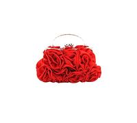 CORIOS Bolsa de Noche para Mujer Flor Embrague Bolso de Boda Bolso de Hombro con Cadena Desmontable Elegante Bolsos Bandolera para Fiesta de Graduación Boda Banquete Rojo