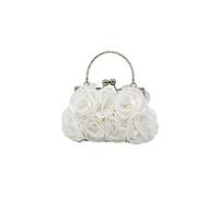 CORIOS Bolsa de Noche para Mujer Flor Embrague Bolso de Boda Bolso de Hombro con Cadena Desmontable Elegante Bolsos Bandolera para Fiesta de Graduación Boda Banquete Blanco