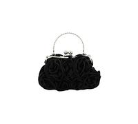 CORIOS Bolsa de Noche para Mujer Flor Embrague Bolso de Boda Bolso de Hombro con Cadena Desmontable Elegante Bolsos Bandolera para Fiesta de Graduación Boda Banquete Negro