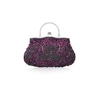 CORIOS Bolsa de Noche para Mujer Vintage Floral con Cuentas Clutch Embrague de Lentejuelas Bolsos de Fiesta Bolso de Boda Elegante Bolso de Hombro para Lujoso Fiesta de Graduación Banquete Púrpura