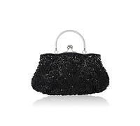 CORIOS Bolsa de Noche para Mujer Vintage Floral con Cuentas Clutch Embrague de Lentejuelas Bolsos de Fiesta Bolso de Boda Elegante Bolso de Hombro para Lujoso Fiesta de Graduación Banquete Negro