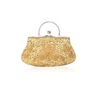 CORIOS Bolsa de Noche para Mujer Vintage Floral con Cuentas Clutch Embrague de Lentejuelas Bolsos de Fiesta Bolso de Boda Elegante Bolso de Hombro para Lujoso Fiesta de Graduación Banquete Oro