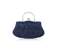 CORIOS Bolsa de Noche para Mujer Vintage Floral con Cuentas Clutch Embrague de Lentejuelas Bolsos de Fiesta Bolso de Boda Elegante Bolso de Hombro para Lujoso Fiesta de Graduación Banquete Azul
