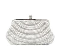 CORIOS Bolsa de Noche Perlas para Mujer Bolso de Fiesta Pequeña Diamantes de Imitación Clutch Bolso de Cristal Bolsos de Embrague con Correas de Cadena Bolso de Boda Elegante Bolso de Hombro Blanco