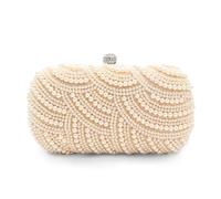 CORIOS Bolsa de Noche Perlas para Mujer Diamantes de Imitación Clutch Bolso de Cristal Bolso de Fiesta Pequeña Bolso de Boda Bolsos de Embrague con Correas de Cadena Elegante Bolso de Hombro Beige