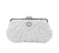 CORIOS Bolsa de Noche Perlas para Mujer Retro Clutch Bolso de Fiesta Pequeña Bolso de Boda Elegante Bolso de Hombro Lujoso Bolsos de Embrague con Correas de Cadena Vintage Bolsos Bandolera Blanco