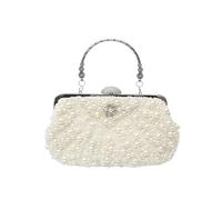 CORIOS Bolsa de Noche Perlas para Mujer Retro Clutch Bolso de Fiesta Pequeña Bolso de Boda Elegante Bolso de Hombro Lujoso Bolsos de Embrague con Correas de Cadena Vintage Bolsos Bandolera Beige