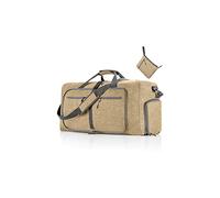 CORIOS Bolsa de Viaje Mujeres/Hombres 65L Plegable Bolsa de Fitness Ligera Bolsa Deportivas de Gimnasio Bolsa de Natación con Compartimento Zapatos Gran Capacidad Bolsa de Mano Equipaje Beige