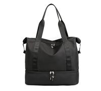 CORIOS Bolsa de Viaje para Hombres Mujeres Nylon Bolsa de Deporte Bolsa Deportiva con Compartimento Zapatos Bolsa de Hombro de Gimnasio para Viajes Vacaciones Fin de Semana Gimnasio Negro