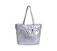 CORIOS Bolso Acolchada para Mujer Cuero PU Bolso de Mano Gran Capacidad Bolso de Hombro Shopper Moda Tote para Viajes Compras Trabajo Plateado