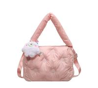 CORIOS Bolso Acolchada para Mujer Elegante Bolso de Mano Ligero Bolso de Hombro Nylon Bolso Bandolera Capacidad Media Bolso Shopper Bolsa de Ocio Retro Bolso Tote para Trabajo Viajes Compras Rosa