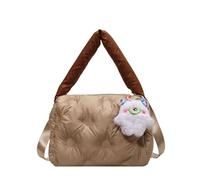 CORIOS Bolso Acolchada para Mujer Elegante Bolso de Mano Ligero Bolso de Hombro Nylon Bolso Bandolera Capacidad Media Bolso Shopper Bolsa de Ocio Retro Bolso Tote para Trabajo Viajes Compras Caqui