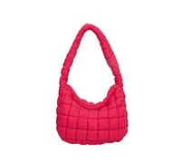 CORIOS Bolso Acolchada para Mujer Ligero Nylon Bolso de Hombro Elegante Bolso de Mano Gran Capacidad Bolso Shopper Moda Bolso Tote para Trabajo Viajes Compras Rosa Rojo