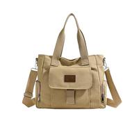 CORIOS Bolso Bandolera de Lona para Mujer Casual Bolso de Hombro Bolso de Mano Bolsa de Ocio Gran Capacidad Bolsa Shopper Multifuncional Compras Trabajo Citas Viajes Bolso Tote Caqui