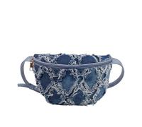 CORIOS Bolso Cubo de Jean Mujer Bolsos Vaqueros Pequeña Bolso de Mano de Tejano de Mezclilla Bolso de Hombro Bandolera con Acolchado y Flecos Retro Tote con Cierre de Cordón Azul C