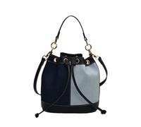 CORIOS Bolso Cubo de Jean para Mujer Pequeña Bolso de Mano de Tejano de Mezclilla Patchwork Bolsos Vaqueros Retro Tote Bolso de Hombro Bandolera con Cierre de Cordón Azul Claro