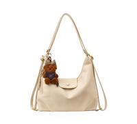CORIOS Bolso de Bandolera Cruzado con Adorable Colgante de Oso Bolso de Mano para Mujer de PU Cuero Gran Capacidad Bolso de Hombro Tote para Negocios Viaje Oficina Trabajo Compras Blanco