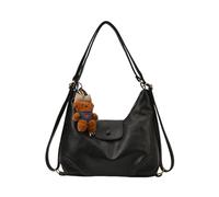 CORIOS Bolso de Bandolera Cruzado con Adorable Colgante de Oso Bolso de Mano para Mujer de PU Cuero Gran Capacidad Bolso de Hombro Tote para Negocios Viaje Oficina Trabajo Compras Negro