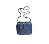 CORIOS Bolso de Bandolera de Tejano Jean para Mujer Bolsos Vaqueros Mini Bolso Cuadrado Bolso de Mano con Diseño Acolchado Bolso de Hombro de Mezclilla Retro Tote Bolsa de Cubo con Cadena Azul Oscuro
