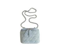 CORIOS Bolso de Bandolera de Tejano Jean para Mujer Bolsos Vaqueros Mini Bolso Cuadrado Bolso de Mano con Diseño Acolchado Bolso de Hombro de Mezclilla Retro Tote Bolsa de Cubo con Cadena Azul Claro