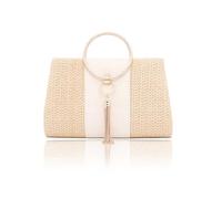 CORIOS Bolso de Fiesta de Paja para Mujer Clutch con Fleco Borlas Bolsa de Noche Bolso de Mano con Cadena Bolso de Boda Elegante Bolso de Hombro Retro Bolsos Bandolera para Fiesta Banquete Amarillo