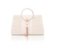 CORIOS Bolso de Fiesta de Paja para Mujer Clutch con Fleco Borlas Bolsa de Noche Bolso de Mano con Cadena Bolso de Boda Elegante Bolso de Hombro Retro Bolsos Bandolera para Fiesta Banquete Blanco
