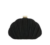 CORIOS Bolso de Fiesta en Forma de Concha para Mujer Clutch de Poliéster Brillante Bolsa de Noche Bolso de Boda Lujoso Elegante Bolso de Hombro Bandolera para Fiesta Graduación Banquete Boda Negro